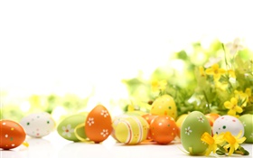 Feliz Páscoa, ovos, flores, primavera HD Papéis de Parede
