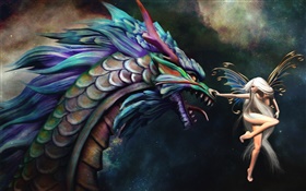 Menina do dragão da borboleta e dragão HD Papéis de Parede