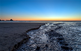 Indian Beach, crepúsculo, mar, Oregon, EUA HD Papéis de Parede