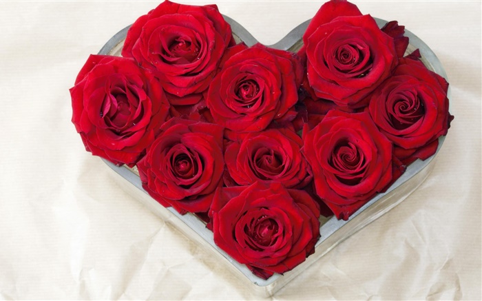Coração do amor, rosas vermelhas do buquê Papéis de Parede, imagem