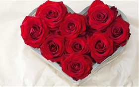 Coração do amor, rosas vermelhas do buquê HD Papéis de Parede