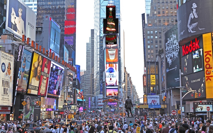 New York, Times Square, arranha-céus, rua, pessoas, EUA Papéis de Parede, imagem