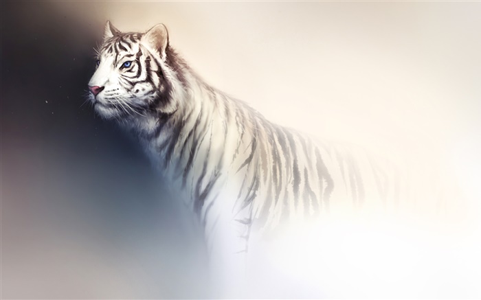 Pintura branca da aguarela do tigre Papéis de Parede, imagem