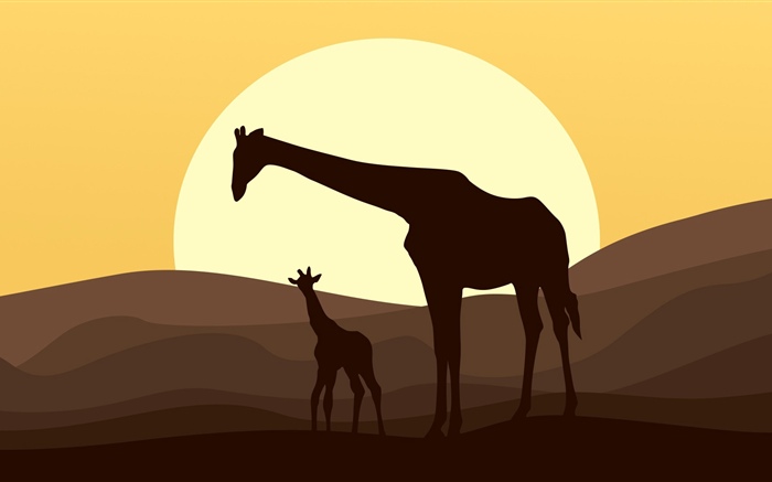Vector, silhueta, girafa Papéis de Parede, imagem