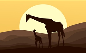 Vector, silhueta, girafa HD Papéis de Parede