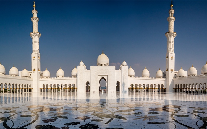 Abu Dhabi, Grande Mesquita Sheikh Zayed, Emirados Árabes Unidos Papéis de Parede, imagem