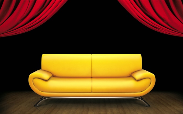 Interior, sofá, cortina Papéis de Parede, imagem