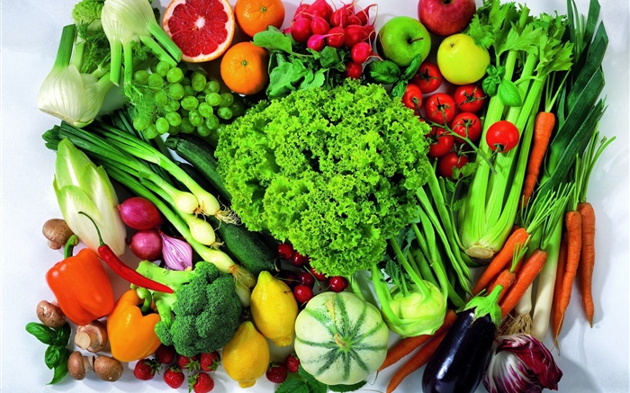 Muitos tipos de legumes e frutas Papéis de Parede, imagem