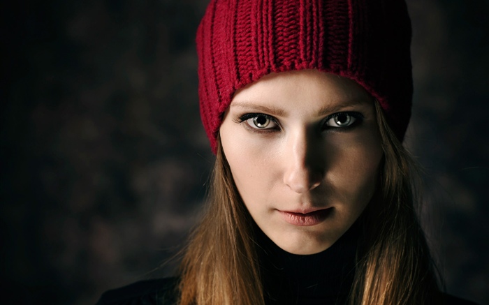 Menina loura, chapéu vermelho Papéis de Parede, imagem