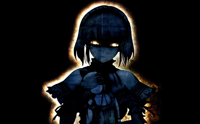 Anime menina fantasma, fundo preto Papéis de Parede, imagem
