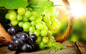 Uvas verdes e vermelhas, raias do sol HD Papéis de Parede