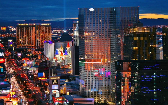 Las Vegas, EUA, noite da cidade, arranha-céus Papéis de Parede, imagem