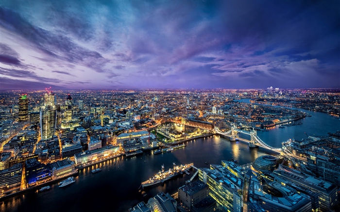 Londres, noite da cidade, rio, ponte, luzes, Inglaterra Papéis de Parede, imagem