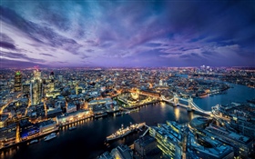 Londres, noite da cidade, rio, ponte, luzes, Inglaterra HD Papéis de Parede