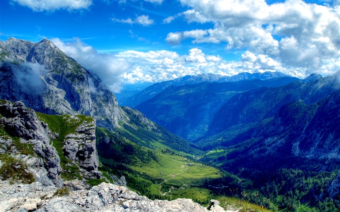 Montanhas, vale, paisagem bonita da natureza Papéis de Parede, imagem