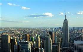 New York, cidade, arranha-céus, céu, nuvens, EUA HD Papéis de Parede