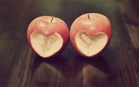 Duas maçãs, amor coração HD Papéis de Parede