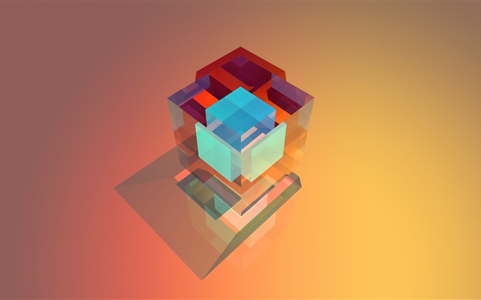 Cubo 3D, abstração Papéis de Parede, imagem