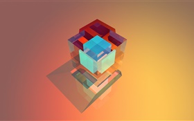 Cubo 3D, abstração HD Papéis de Parede