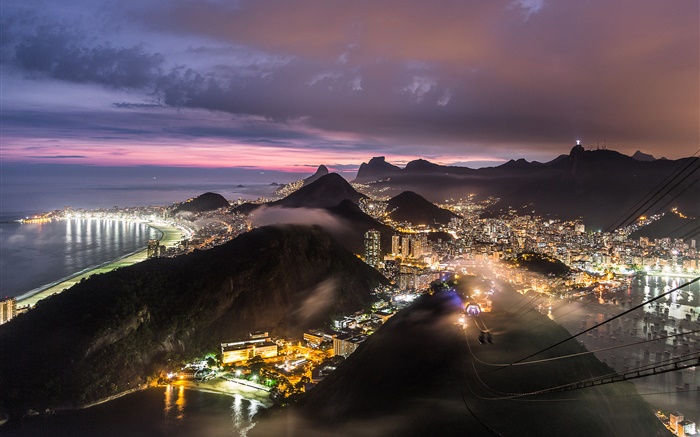 Brasil, noite, vista superior, cidade, luzes Papéis de Parede, imagem