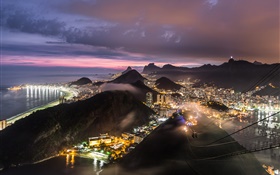 Brasil, noite, vista superior, cidade, luzes