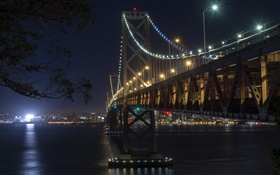 Califórnia, São Francisco, ponte, luzes, rio, noite HD Papéis de Parede