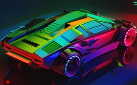 Lamborghini, neon, design colorido HD Papéis de Parede