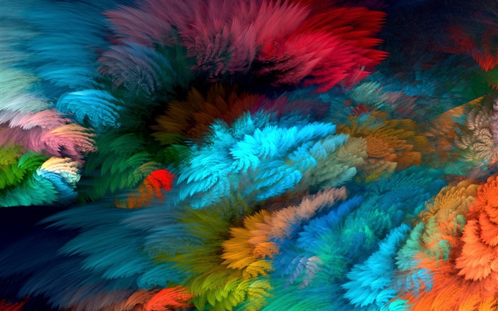 Penas arco -íris, coloridas, abstratas Papéis de Parede, imagem