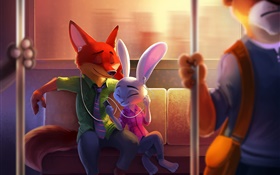Raposa e coelho, amigos, filme de desenho animado, Zootopia HD Papéis de Parede