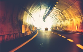 Túnel, carro, luz, estrada